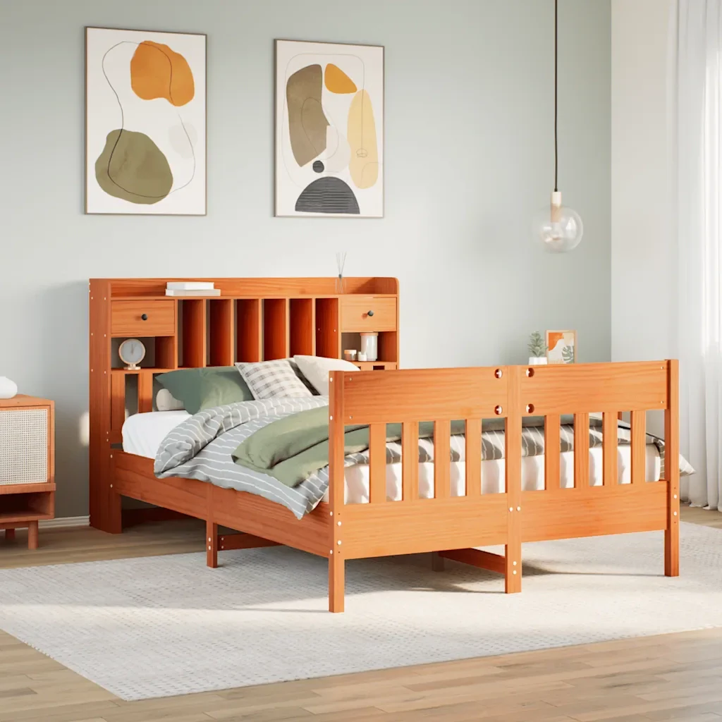 Letto matrimoniale | Letto per adulti | Giroletto senza Materasso Marrone Cera 160x200 cm Legno di Pino - Image 2