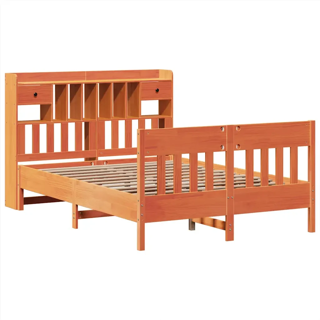 Letto matrimoniale | Letto per adulti | Giroletto senza Materasso Marrone Cera 160x200 cm Legno di Pino - Image 3
