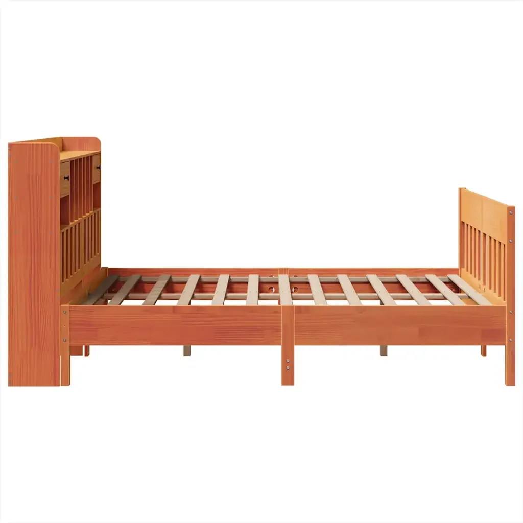 Letto matrimoniale | Letto per adulti | Giroletto senza Materasso Marrone Cera 160x200 cm Legno di Pino - Image 7