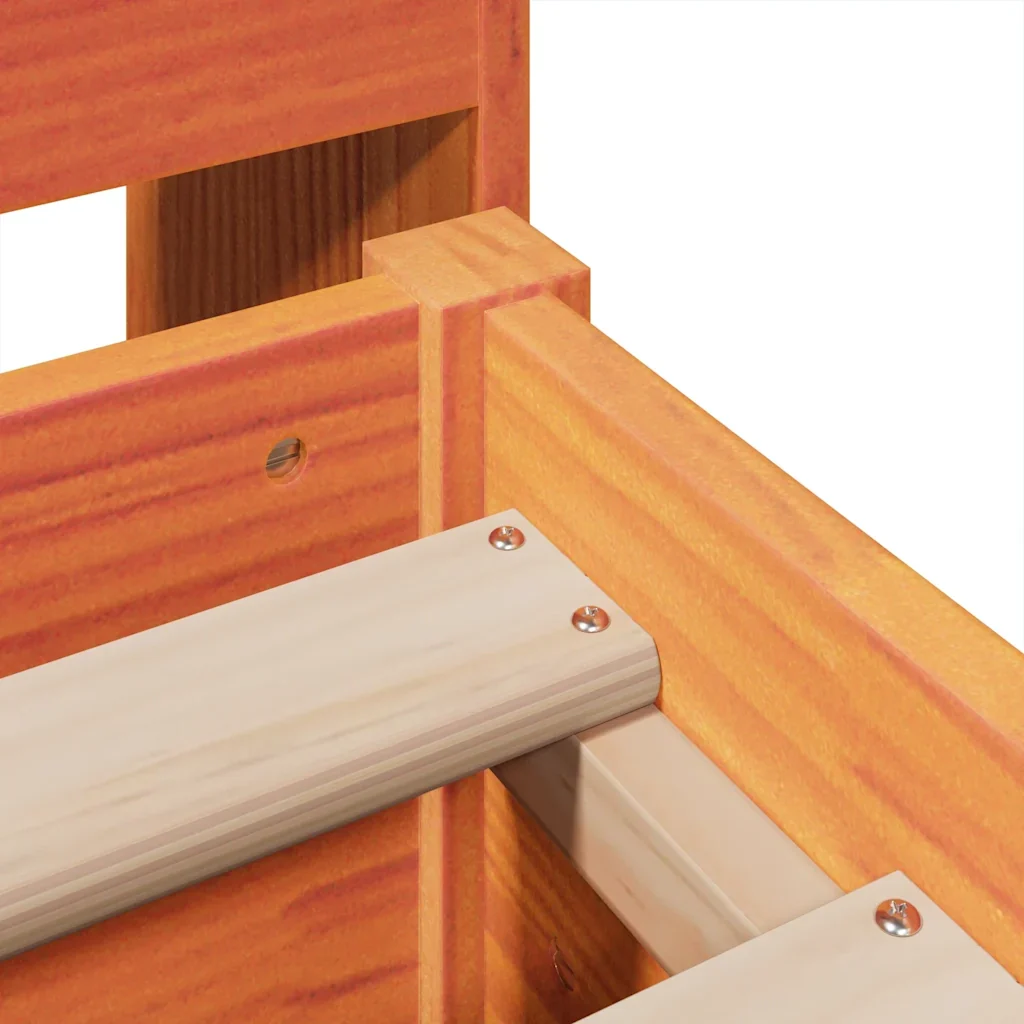 Letto matrimoniale | Letto per adulti | Giroletto senza Materasso Marrone Cera 160x200 cm Legno di Pino - Image 9