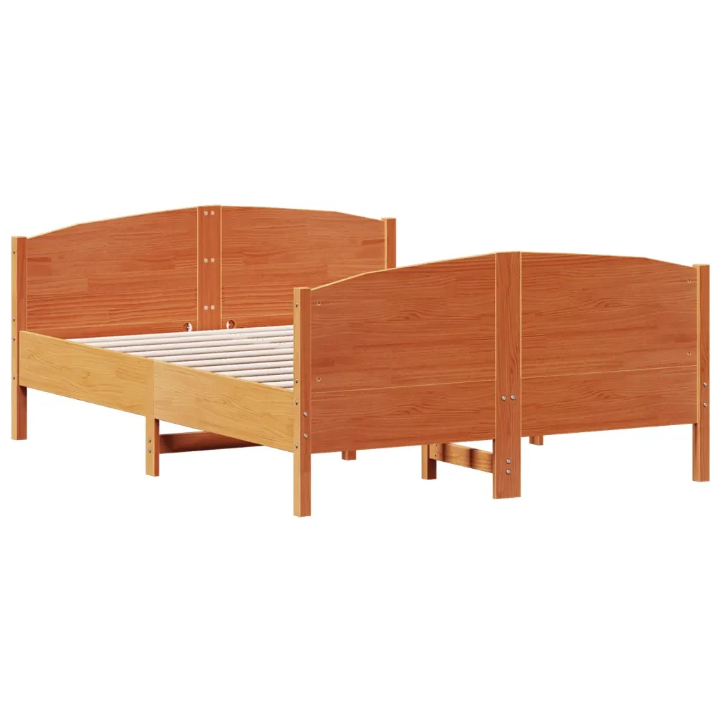 Letto matrimoniale | Letto per adulti | Giroletto senza Materasso Marrone Cera 160x200 cm Legno di Pino - Image 6