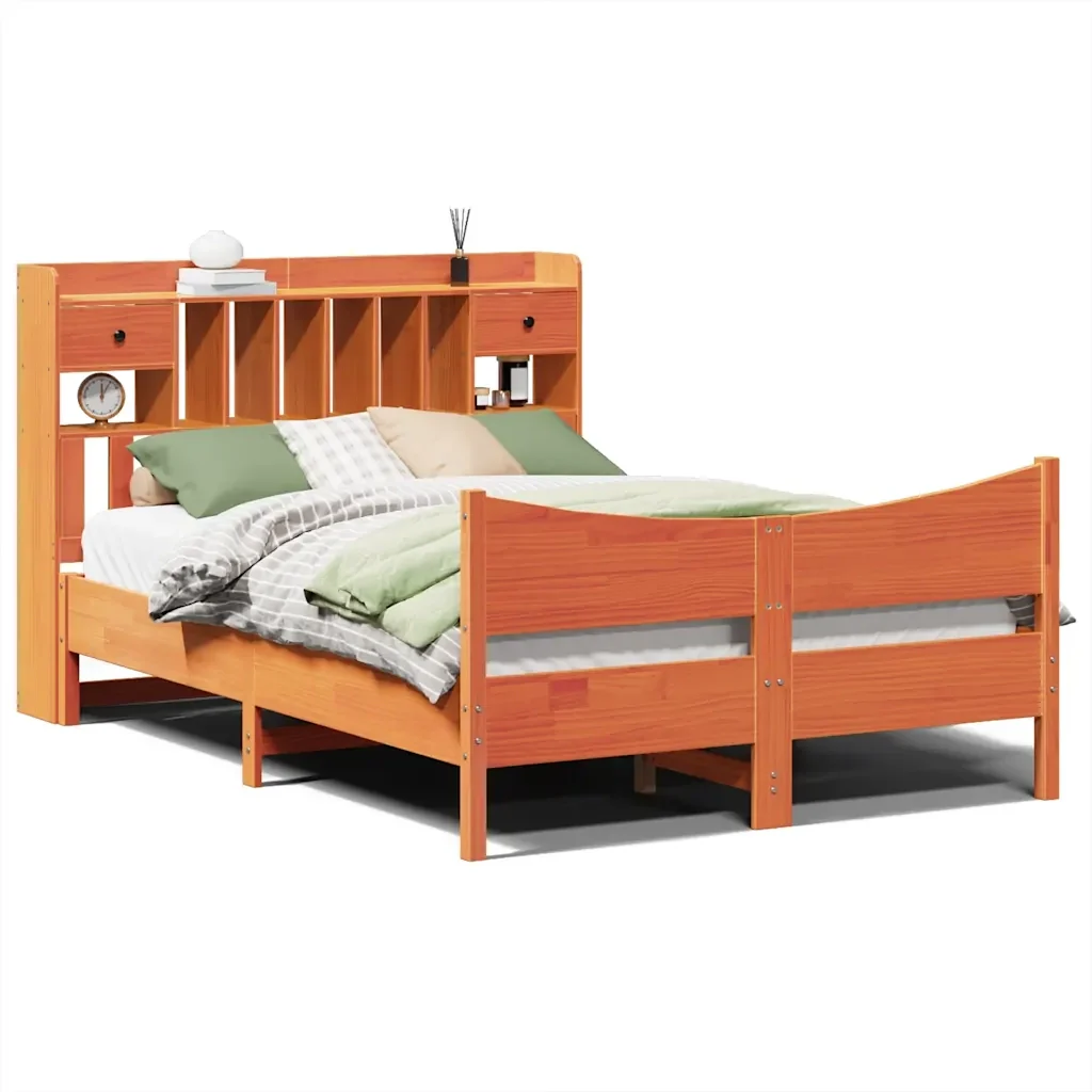 Letto matrimoniale | Letto per adulti | Giroletto senza Materasso Marrone Cera 160x200 cm Legno di Pino