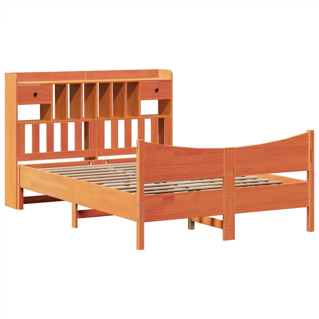 Letto matrimoniale | Letto per adulti | Giroletto senza Materasso Marrone Cera 160x200 cm Legno di Pino - Image 4