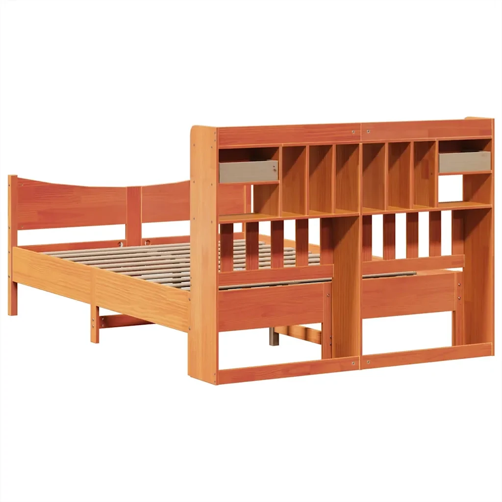 Letto matrimoniale | Letto per adulti | Giroletto senza Materasso Marrone Cera 160x200 cm Legno di Pino - Image 8