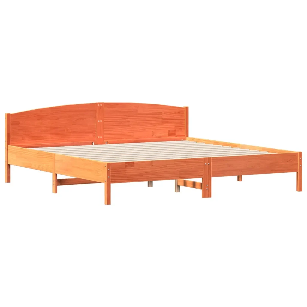 Letto matrimoniale | Letto per adulti | Giroletto senza Materasso Marrone Cera 180x200 cm Legno di Pino - Image 3
