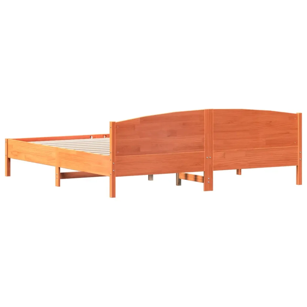 Letto matrimoniale | Letto per adulti | Giroletto senza Materasso Marrone Cera 180x200 cm Legno di Pino - Image 6