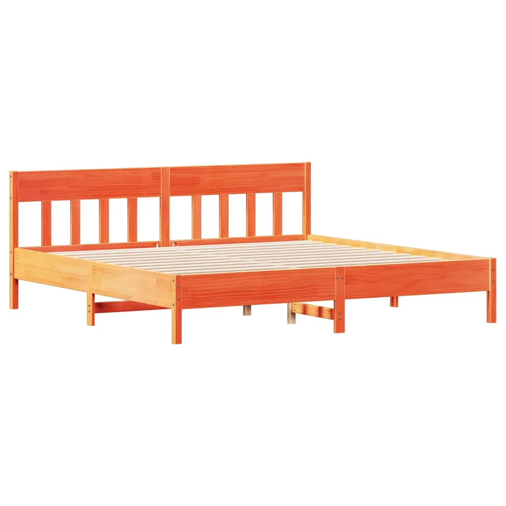 Letto matrimoniale | Letto per adulti | Giroletto senza Materasso Marrone Cera 180x200 cm Legno di Pino - Image 3