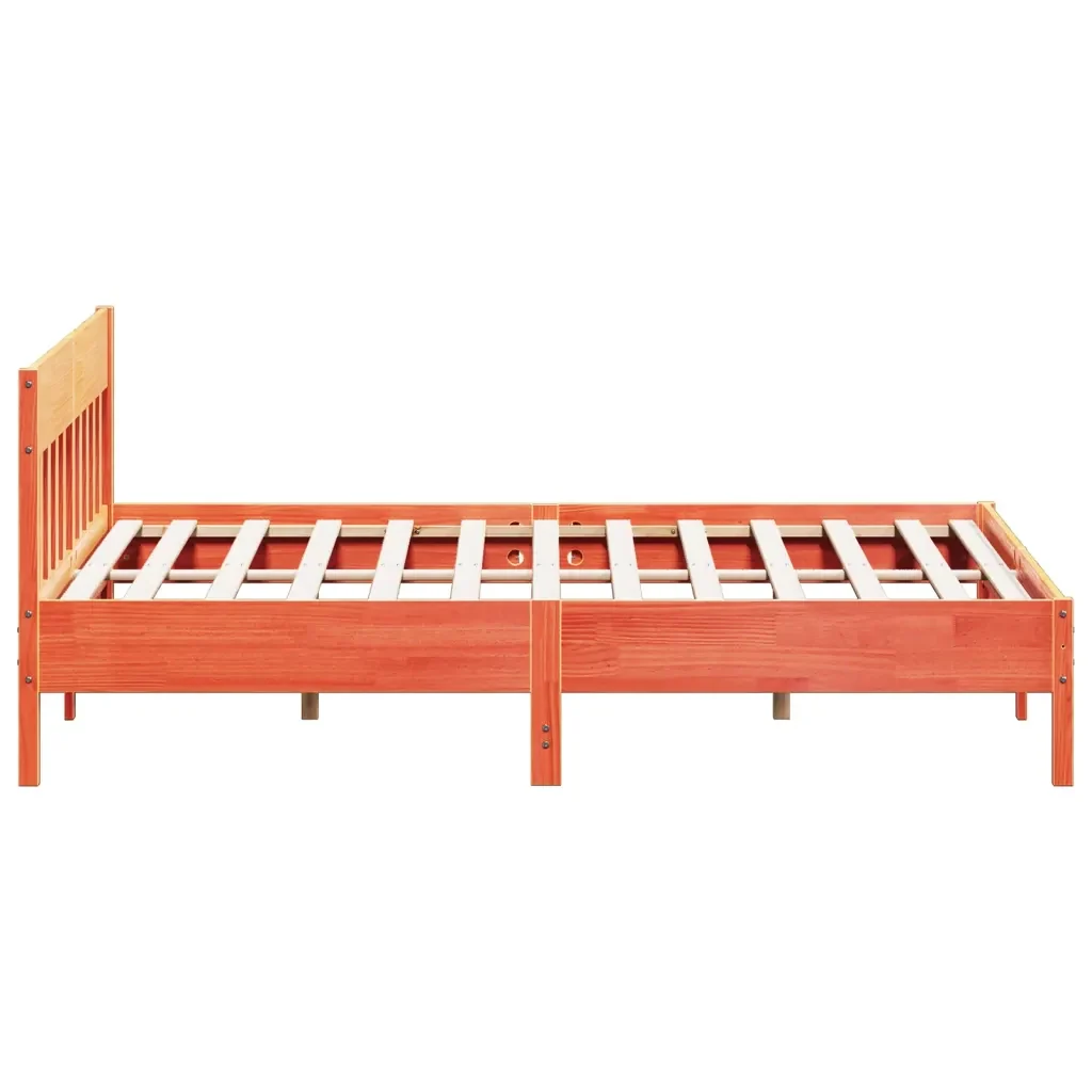 Letto matrimoniale | Letto per adulti | Giroletto senza Materasso Marrone Cera 180x200 cm Legno di Pino - Image 5