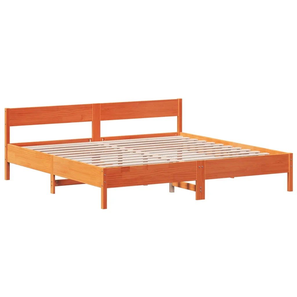 Letto matrimoniale | Letto per adulti | Giroletto senza Materasso Marrone Cera 180x200 cm Legno di Pino - Image 3