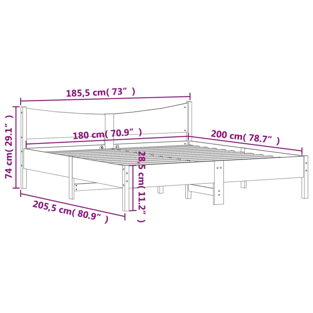 Letto matrimoniale | Letto per adulti | Giroletto senza Materasso Marrone Cera 180x200 cm Legno di Pino - Image 9