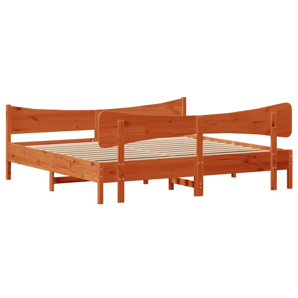 Letto matrimoniale | Letto per adulti | Giroletto senza Materasso Marrone Cera 180x200 cm Legno di Pino - Image 6