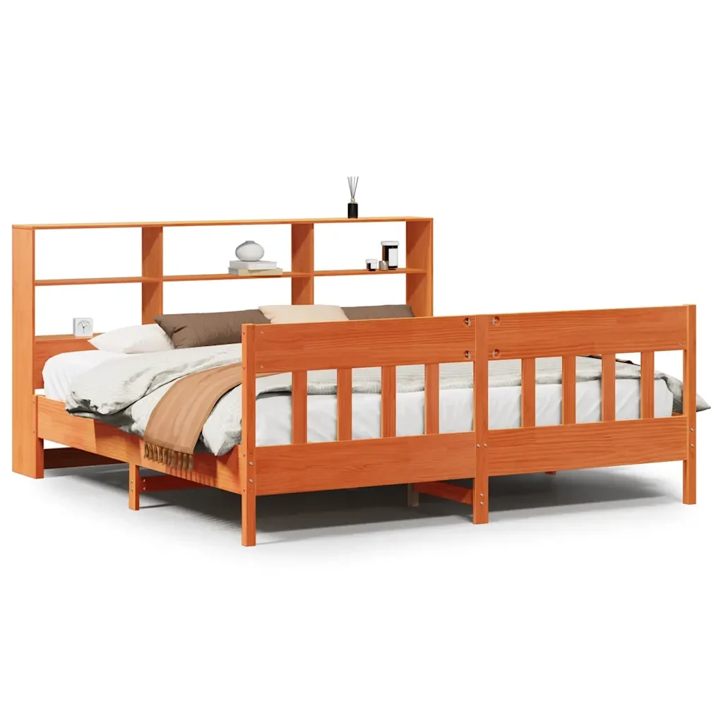 Letto matrimoniale | Letto per adulti | Giroletto senza Materasso Marrone Cera 180x200 cm Legno di Pino