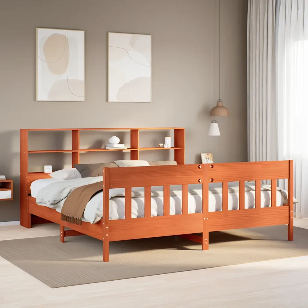 Letto matrimoniale | Letto per adulti | Giroletto senza Materasso Marrone Cera 180x200 cm Legno di Pino - Image 2