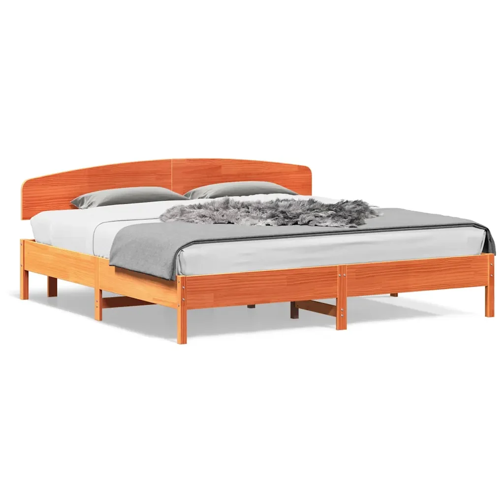 Letto matrimoniale | Letto per adulti | Giroletto senza Materasso Marrone Cera 180x200 cm Legno di Pino