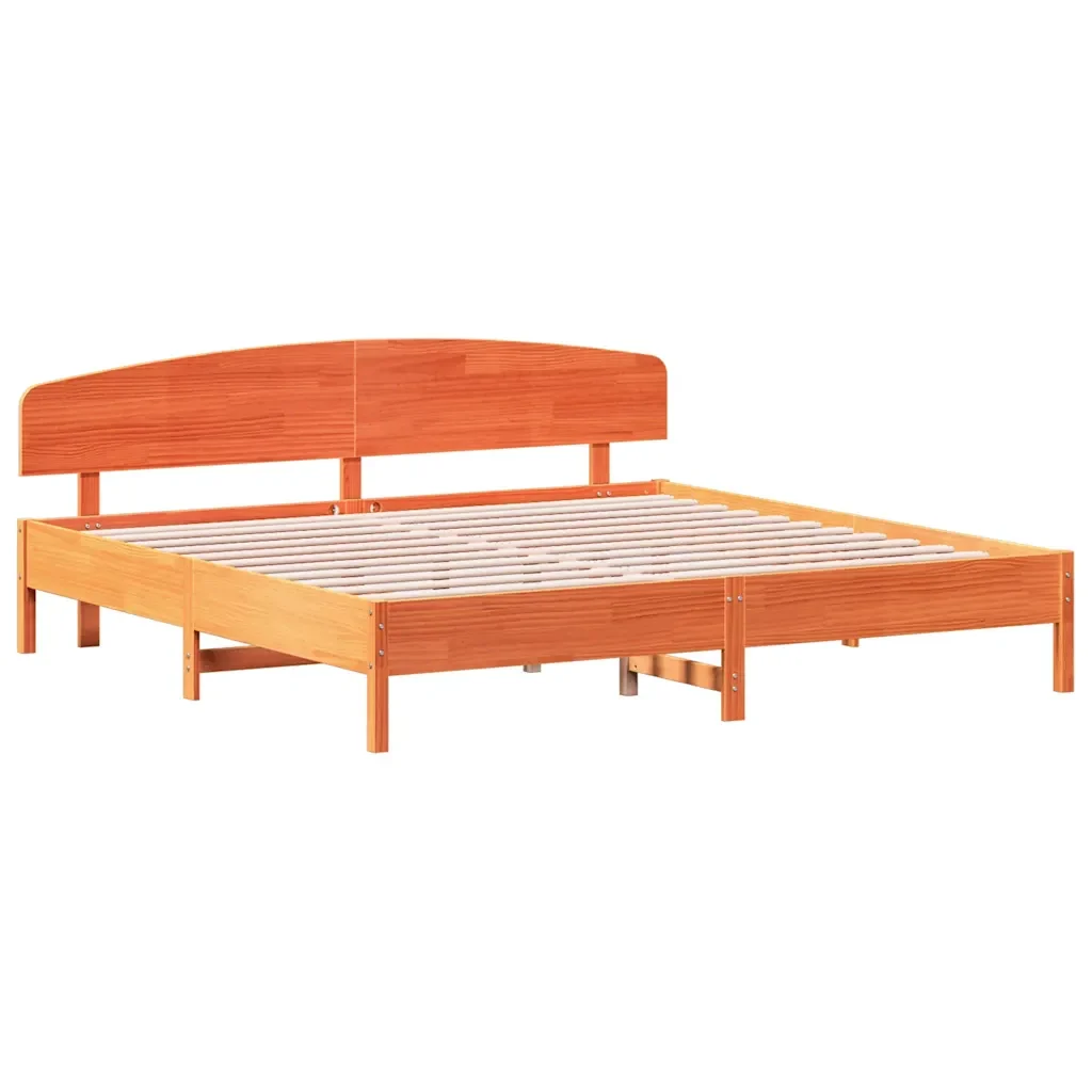 Letto matrimoniale | Letto per adulti | Giroletto senza Materasso Marrone Cera 180x200 cm Legno di Pino - Image 3