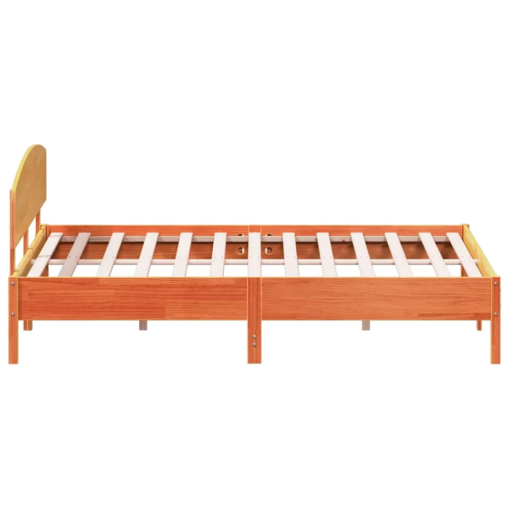 Letto matrimoniale | Letto per adulti | Giroletto senza Materasso Marrone Cera 180x200 cm Legno di Pino - Image 5