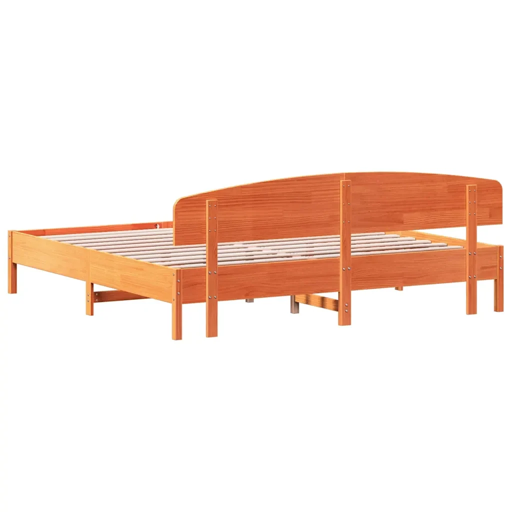 Letto matrimoniale | Letto per adulti | Giroletto senza Materasso Marrone Cera 180x200 cm Legno di Pino - Image 6