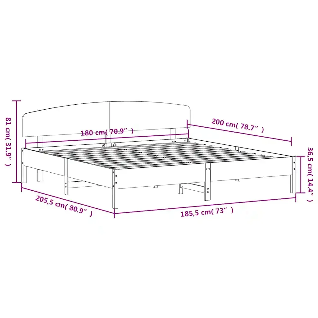 Letto matrimoniale | Letto per adulti | Giroletto senza Materasso Marrone Cera 180x200 cm Legno di Pino - Image 9