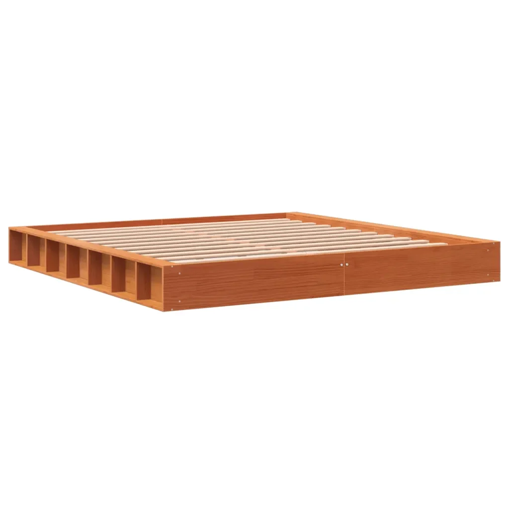Letto matrimoniale | Letto per adulti | Giroletto senza Materasso Marrone Cera 180x200 cm Legno di Pino - Image 4