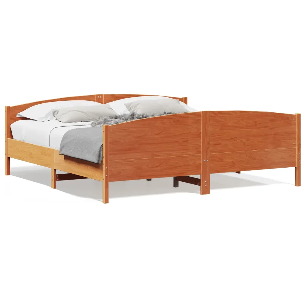 Letto matrimoniale | Letto per adulti | Giroletto senza Materasso Marrone Cera 180x200 cm Legno di Pino