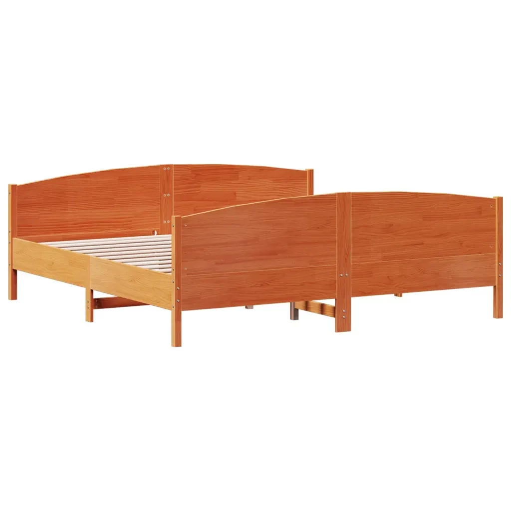 Letto matrimoniale | Letto per adulti | Giroletto senza Materasso Marrone Cera 180x200 cm Legno di Pino - Image 3