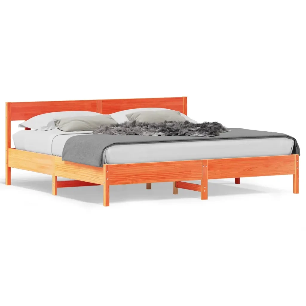 Letto matrimoniale | Letto per adulti | Giroletto senza Materasso Marrone Cera 200x200 cm Legno di Pino