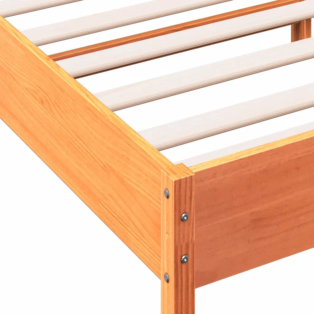 Letto matrimoniale | Letto per adulti | Giroletto senza Materasso Marrone Cera 200x200 cm Legno di Pino - Image 7