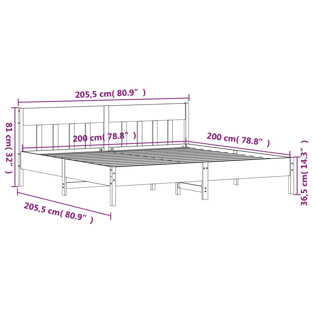 Letto matrimoniale | Letto per adulti | Giroletto senza Materasso Marrone Cera 200x200 cm Legno di Pino - Image 9