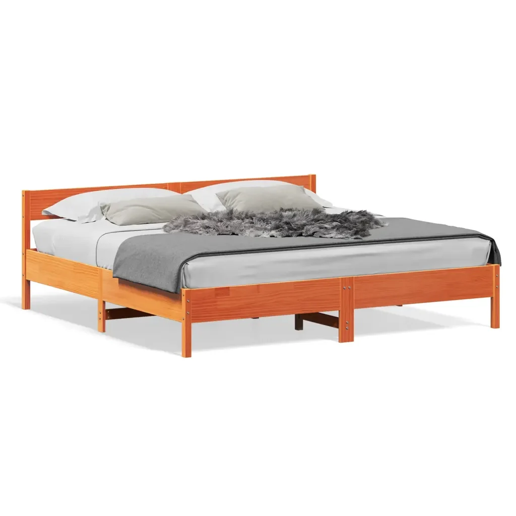 Letto matrimoniale | Letto per adulti | Giroletto senza Materasso Marrone Cera 200x200 cm Legno di Pino