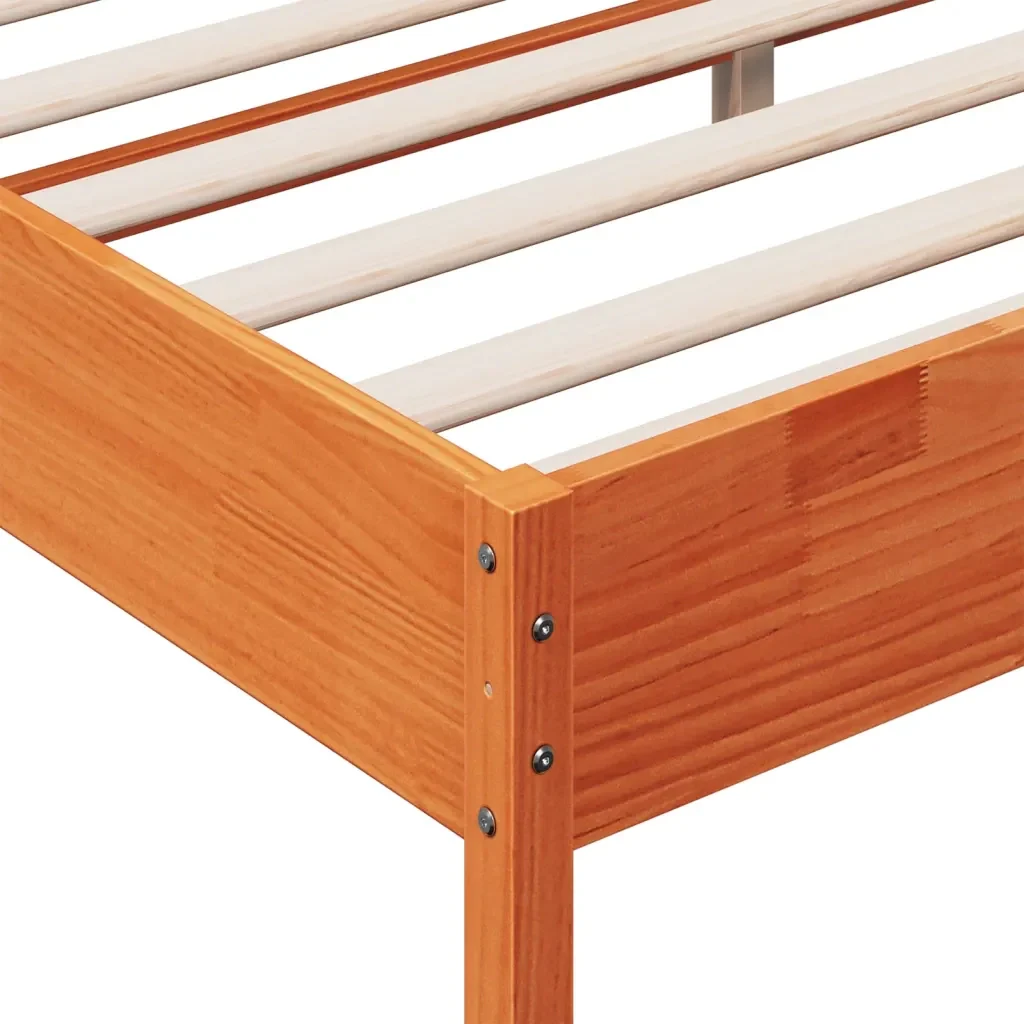 Letto matrimoniale | Letto per adulti | Giroletto senza Materasso Marrone Cera 200x200 cm Legno di Pino - Image 7