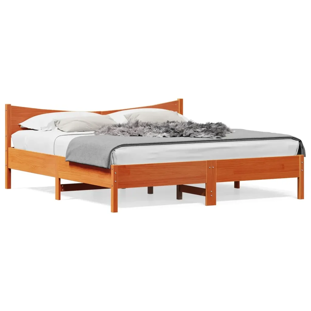 Letto matrimoniale | Letto per adulti | Giroletto senza Materasso Marrone Cera 200x200 cm Legno di Pino