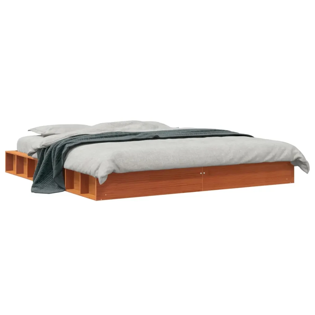 Letto matrimoniale | Letto per adulti | Giroletto senza Materasso Marrone Cera 200x200 cm Legno di Pino