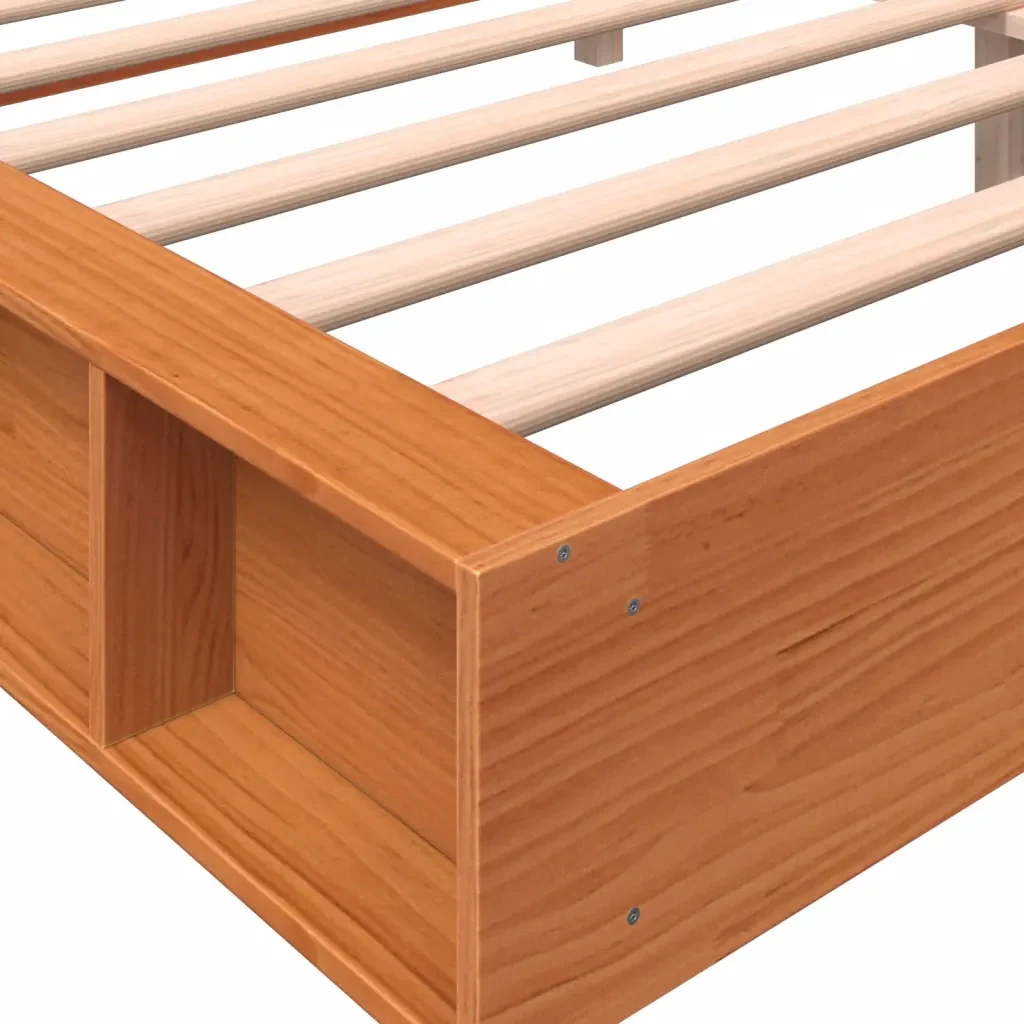 Letto matrimoniale | Letto per adulti | Giroletto senza Materasso Marrone Cera 200x200 cm Legno di Pino - Image 7