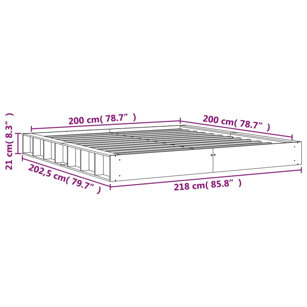 Letto matrimoniale | Letto per adulti | Giroletto senza Materasso Marrone Cera 200x200 cm Legno di Pino - Image 9