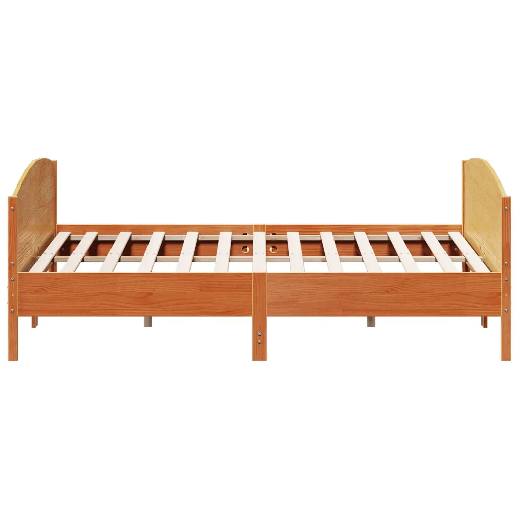 Letto matrimoniale | Letto per adulti | Giroletto senza Materasso Marrone Cera 200x200 cm Legno di Pino - Image 5