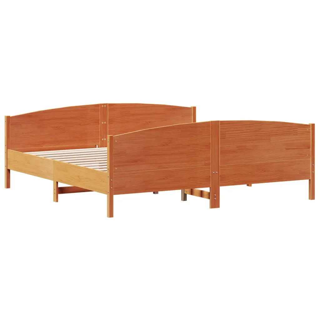 Letto matrimoniale | Letto per adulti | Giroletto senza Materasso Marrone Cera 200x200 cm Legno di Pino - Image 6
