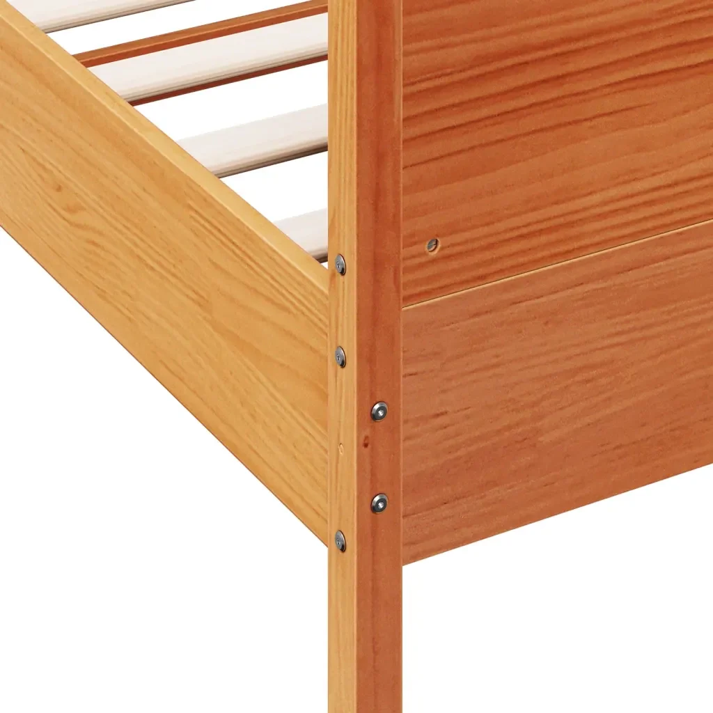 Letto matrimoniale | Letto per adulti | Giroletto senza Materasso Marrone Cera 200x200 cm Legno di Pino - Image 7