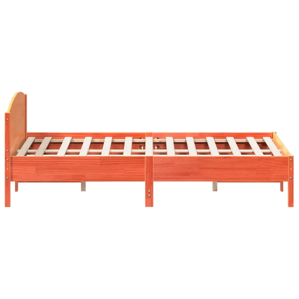 Letto matrimoniale | Letto per adulti | Giroletto senza Materasso Marrone Cera 200x200 cm Legno di Pino - Image 5
