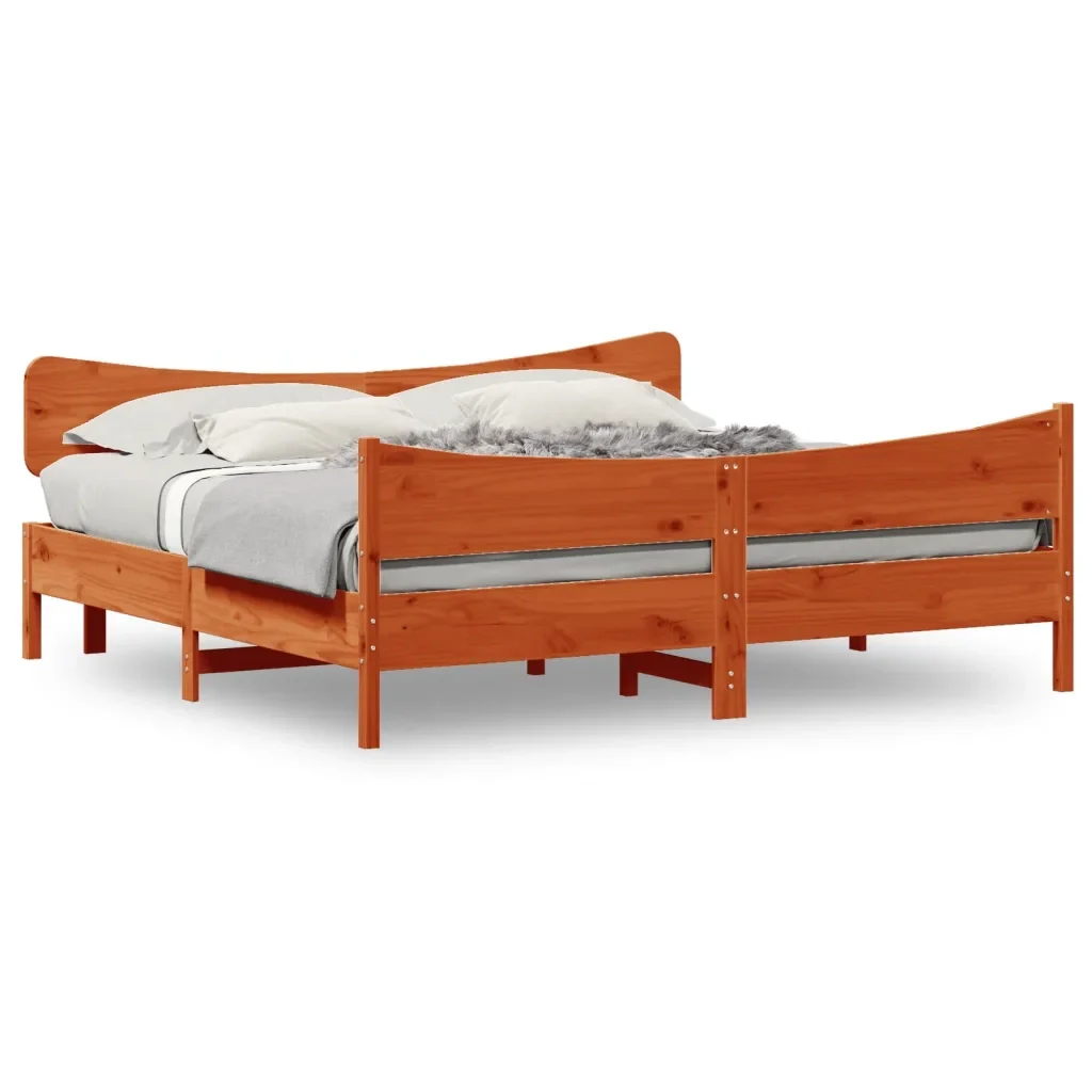 Letto matrimoniale | Letto per adulti | Giroletto senza Materasso Marrone Cera 200x200 cm Legno di Pino