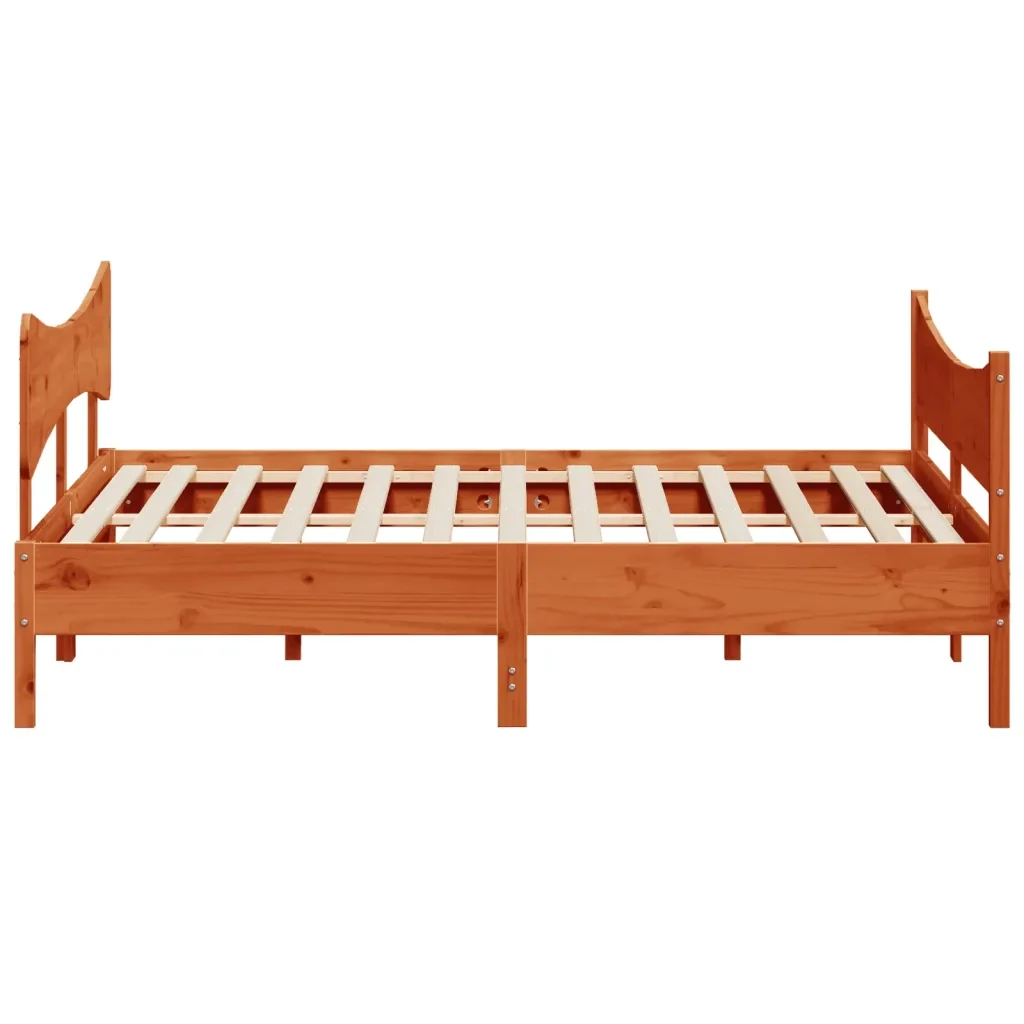 Letto matrimoniale | Letto per adulti | Giroletto senza Materasso Marrone Cera 200x200 cm Legno di Pino - Image 5
