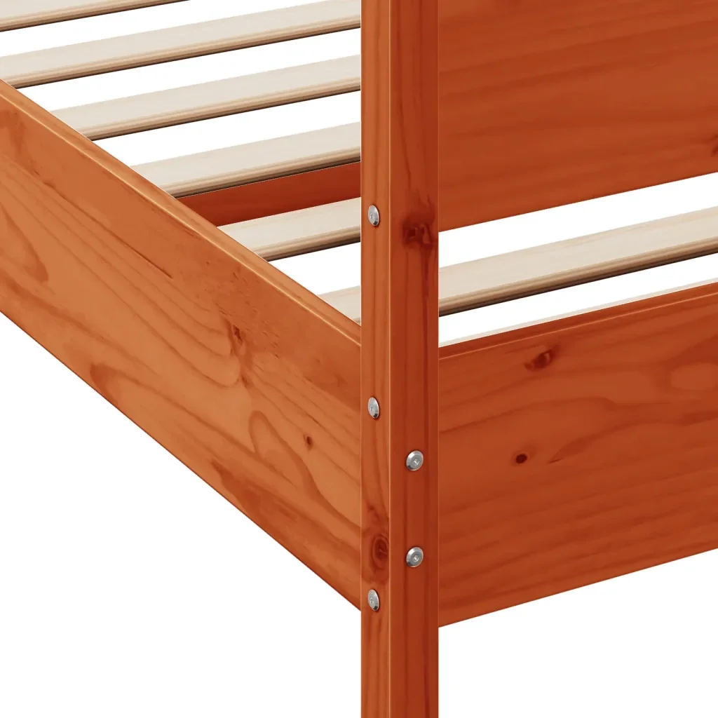 Letto matrimoniale | Letto per adulti | Giroletto senza Materasso Marrone Cera 200x200 cm Legno di Pino - Image 7