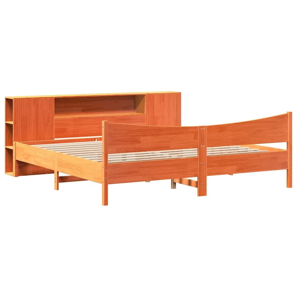 Letto matrimoniale | Letto per adulti | Giroletto senza Materasso Marrone Cera 200x200 cm Legno di Pino - Image 3