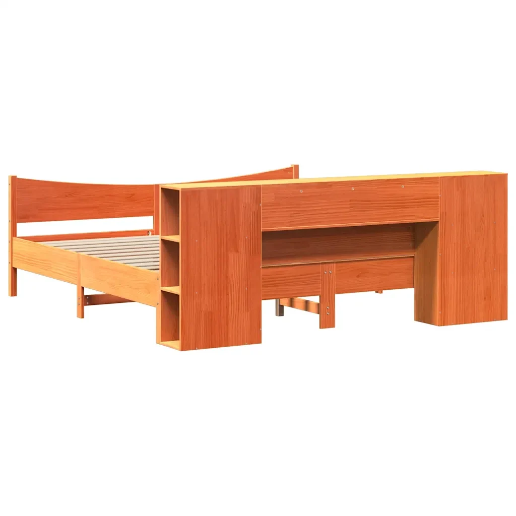 Letto matrimoniale | Letto per adulti | Giroletto senza Materasso Marrone Cera 200x200 cm Legno di Pino - Image 8