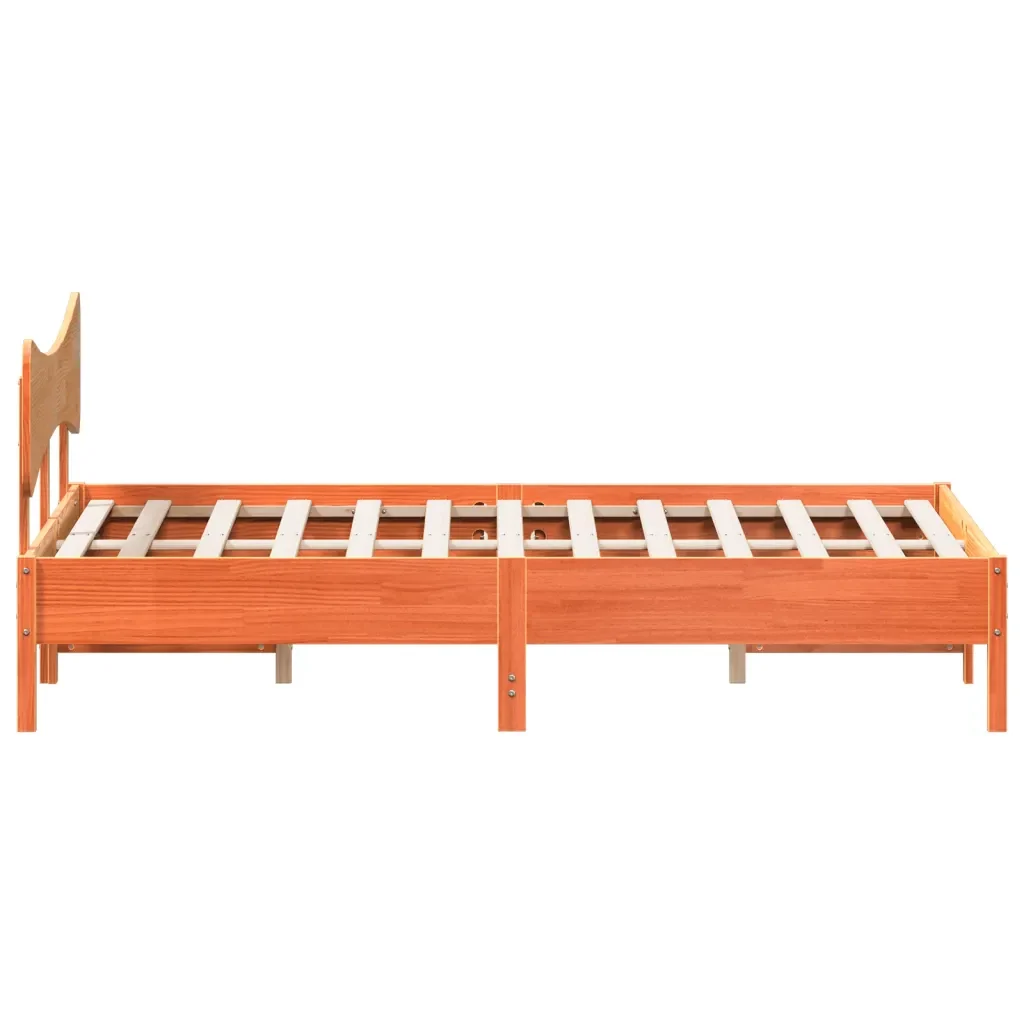 Letto matrimoniale | Letto per adulti | Giroletto senza Materasso Marrone Cera 200x200 cm Legno di Pino - Image 7