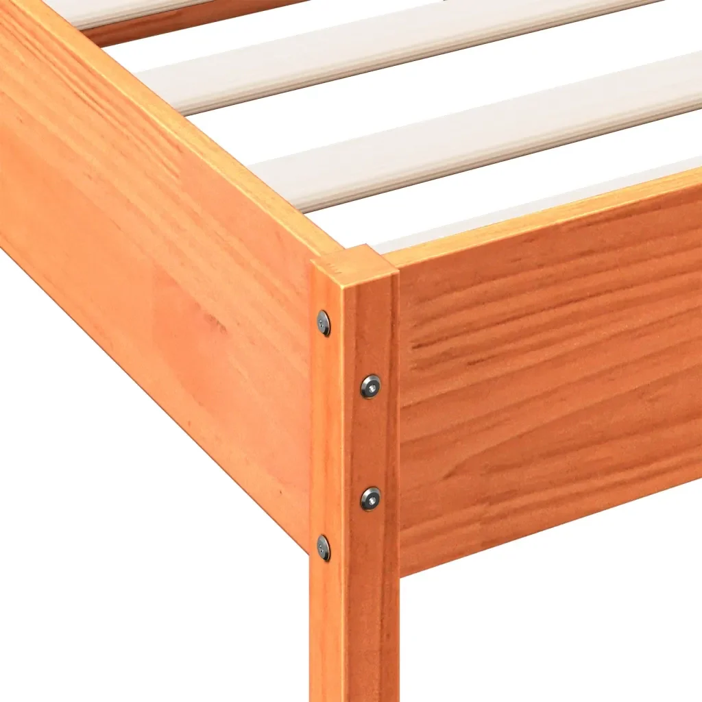 Letto matrimoniale | Letto per adulti | Giroletto senza Materasso Marrone Cera 200x200 cm Legno di Pino - Image 9