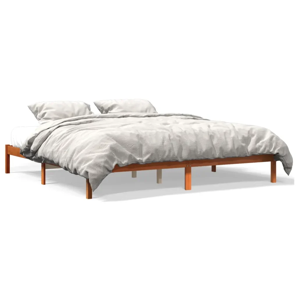 Letto matrimoniale | Letto per adulti | Giroletto senza Materasso Marrone Cera 200x200 cm Legno di Pino