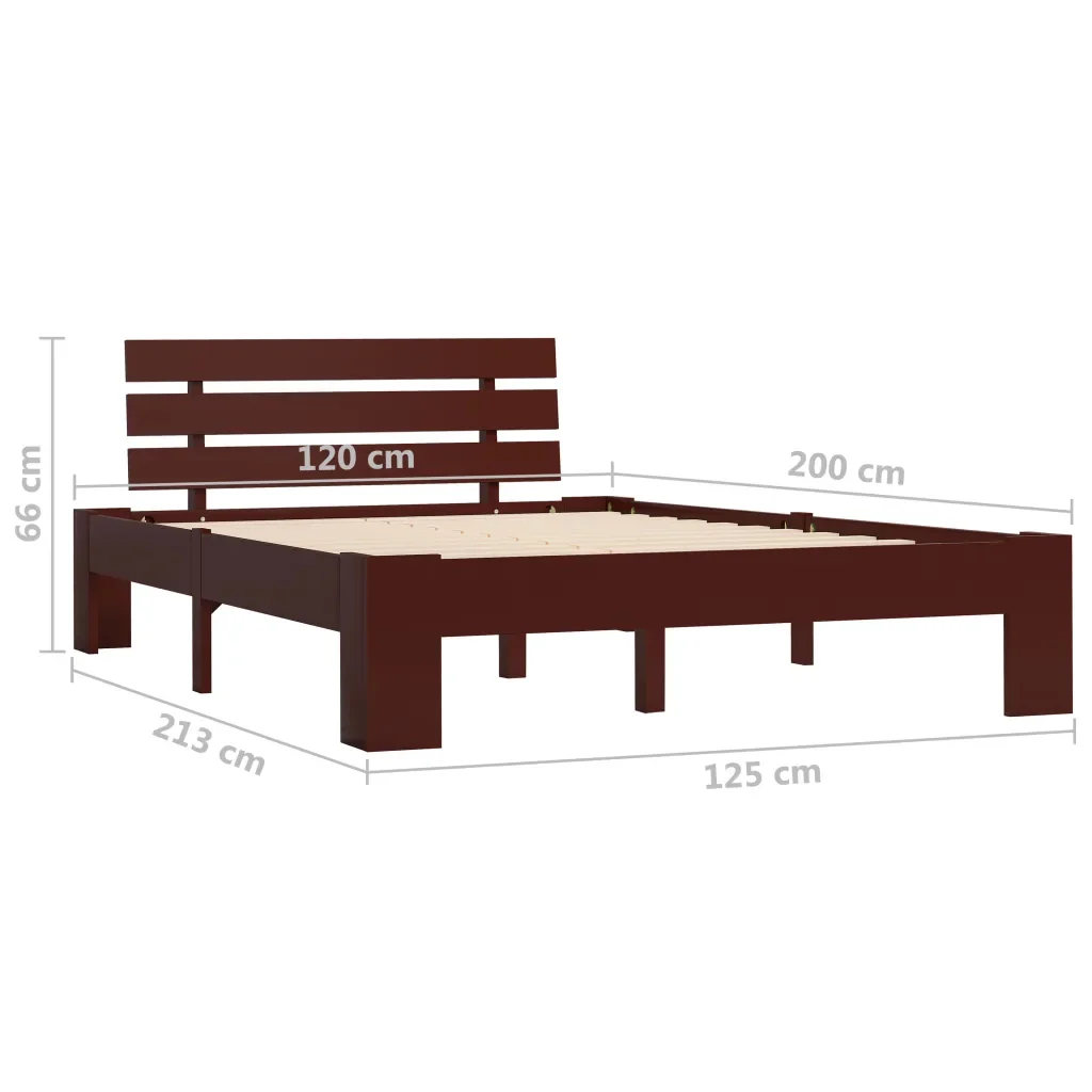 Letto matrimoniale | Letto per adulti | Giroletto senza Materasso Marrone Scuro 120x200 cm Legno Pino - Image 7