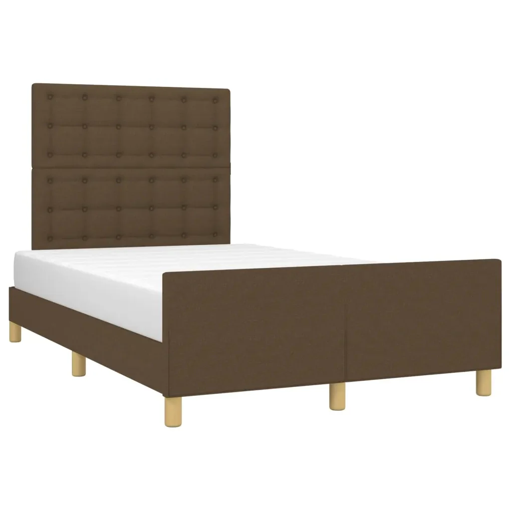 Letto matrimoniale | Letto per adulti | Giroletto senza Materasso Marrone Scuro 120x200 cm Tessuto - Image 3