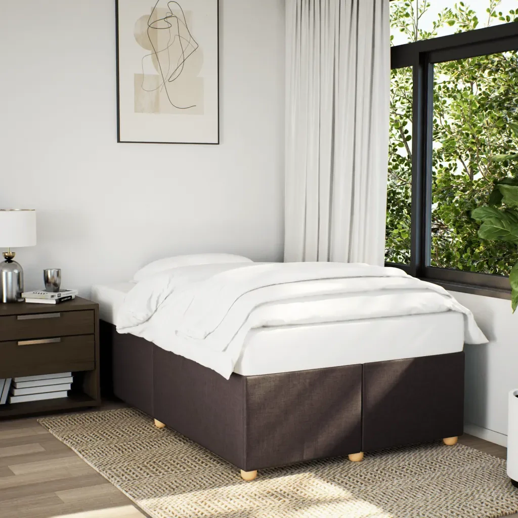 Letto matrimoniale | Letto per adulti | Giroletto senza Materasso Marrone Scuro 120x200 cm Tessuto - Image 2