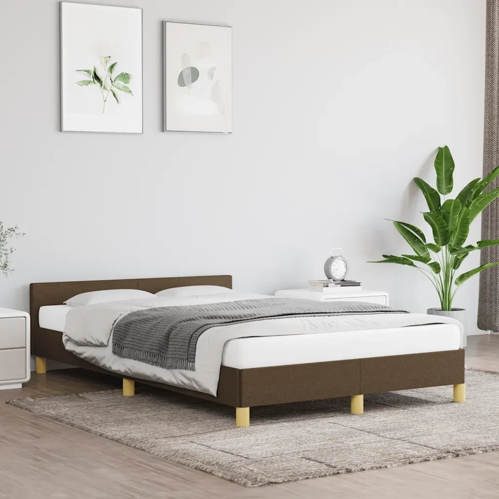 Letto matrimoniale | Letto per adulti | Giroletto senza Materasso Marrone Scuro 120x200 cm Tessuto - Image 2
